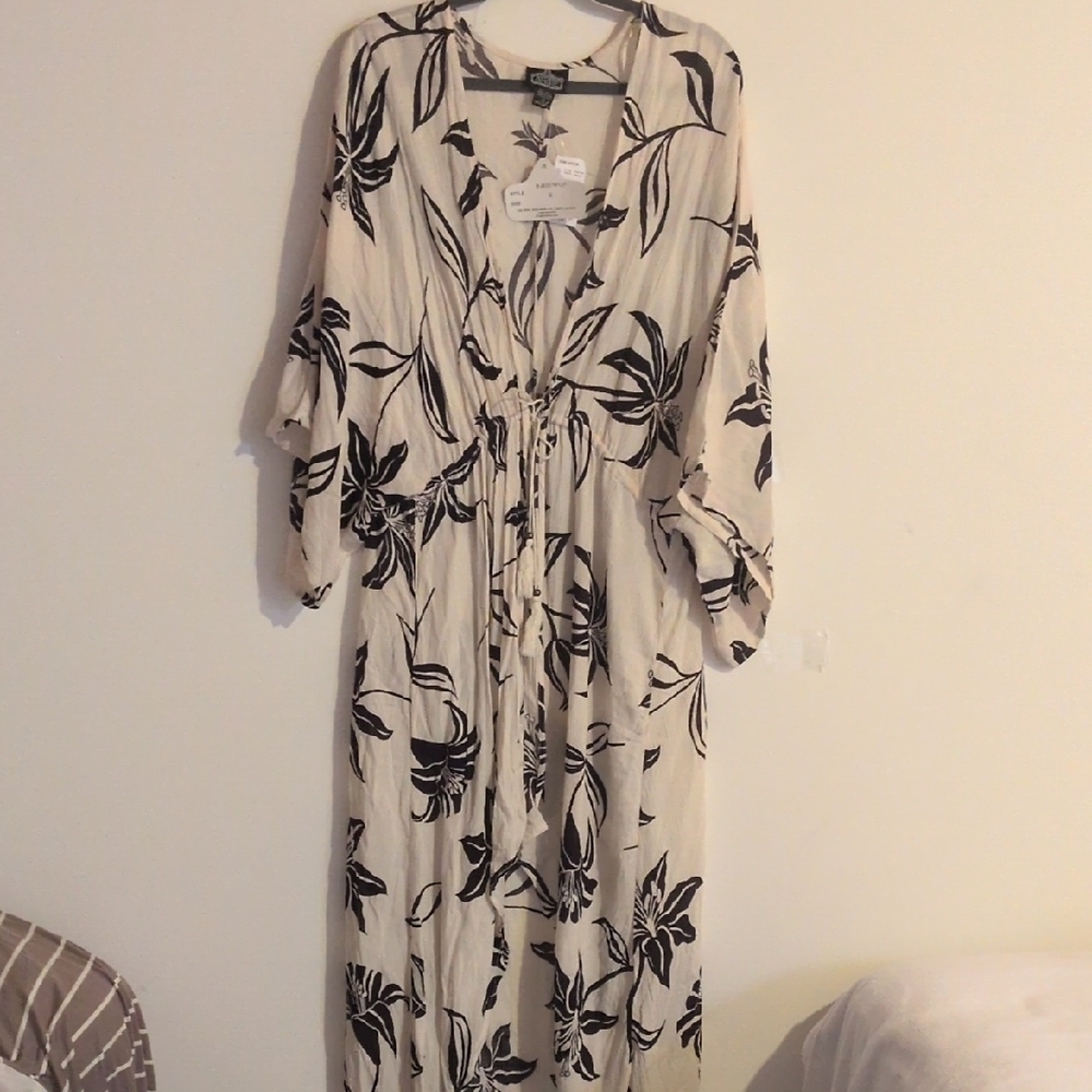 Angie Cream and Black Floral Dress
